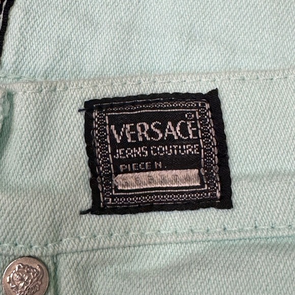Versace Jeans Couture Pants Womens 26 Mint Green Good High Rise Tapered Italy - Picture 10 of 12